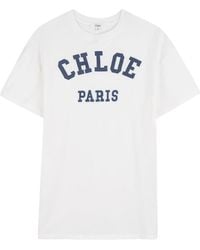 Chloé - Mini Round Neck Tee With Logo Appliqué For Girls - Lyst