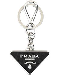 Prada - Saffiano And Metal Key Ring - Lyst