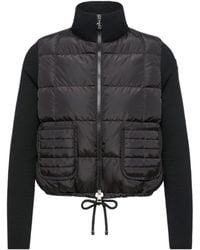 Moncler - Merino Wool Down-Filled Nylon Front & Back Sweater Jacket With Zip Closure, Patch Pockets & Drawstring Hem - Lyst