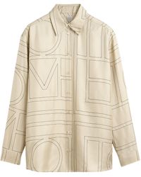 TOTEME - Silk Monogrammed Shirt With Unbuttoned Hem & Classic Collar - Lyst