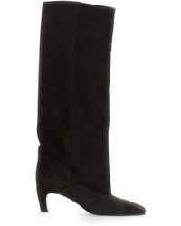 Strategia - Pointed Toe Suede Knee-High Boots With Medium Heel - Lyst
