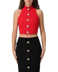 Balmain - High-Neck Button-Detail Top - Lyst