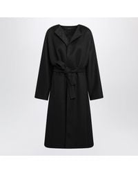 Gucci - Long Silk And Wool Coat With Gg Motif, Detachable Tie Belt - Lyst