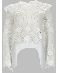 Self-Portrait - Crochet Top With Lace Inserts Tops - Lyst