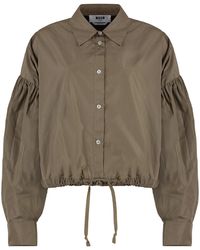MSGM - Taffeta Balloon Sleeve Shirt Polyester - Lyst
