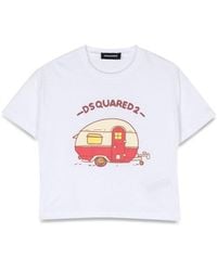 DSquared² - Crop Print T-Shirt - Lyst