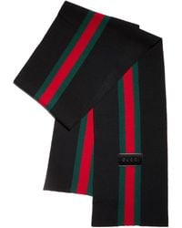 Gucci - Embossed Leather Label Wool Scarf 23Cm X 180Cm - Lyst