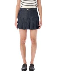 A.P.C. - Pleated Denim Mini Skirt - Lyst