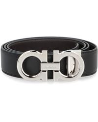 Ferragamo - Reversible Leather Belt With Gancini Hook - Lyst