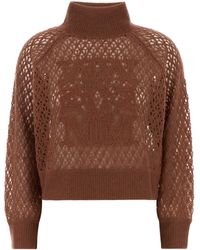 Max Mara - Antiqued Crochet Cashmere-Silk Sweater - Lyst