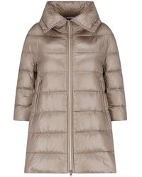 Herno - Taupe Cleofe Zip-Up Fabric Puffer Jacket - Lyst