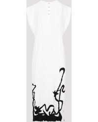 Lanvin - Sleeveless Midi Dress With Pleated Design - Lyst