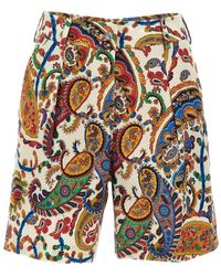 Etro - Floral Paisley-Pattern Stretch Cotton Shorts - Lyst