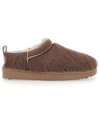 UGG - Classic Micro Leather Hair Mini Ankle Boots With High Collar And Rubber Sole For - Lyst