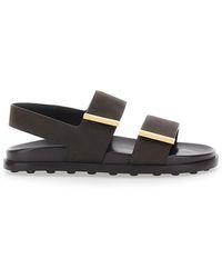 Tod's - Sandals With Banded Design And Metallic Details Logo - Lyst