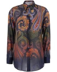 Etro - Shirt With Classic Collar And Paisley Motif All-Over - Lyst
