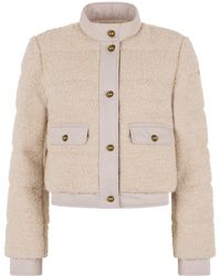 Moncler - Short Down Jacket Blandy Wool Bouclé Acrylic Puffer - Lyst