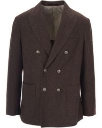 Eleventy - Double-Breasted Jacket With Notch Lapel And Metallic Buttons - Lyst