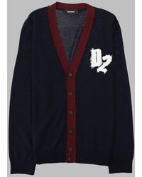 DSquared² - Oversized Wool Cardigan With Logo Detail - Lyst