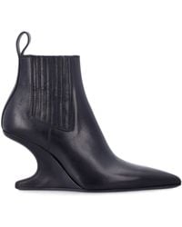 Rick Owens - Ankle Sharp Black Washed Calf Leather Boots - Lyst