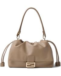 Fendi - Mini Leather Shoulder & Crossbody Bag 21 Cm X 30 Cm X 12 Cm With Drawstring Closure - Lyst