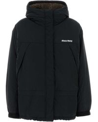 Miu Miu - Polyester Blend Down Jacket With Recycled Nylon And Wool Lining - Lyst