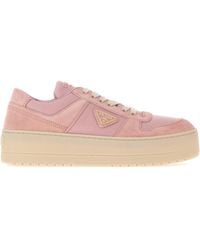 Prada - 4 Cm Platform Fabric And Suede Downtown Bold Sneaker - Lyst
