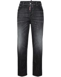 DSquared² - Mini Logo High-Waisted Straight-Leg Trousers - Lyst