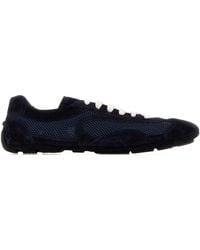 Prada - Midnight Suede And Mesh Montecarlo Sneakers - Lyst