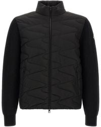 Moncler - Rib Knit Down-Filled Zip Front Longline Lounging Jacket - Lyst