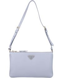 Prada - Leather Pouch With Logo - Lyst