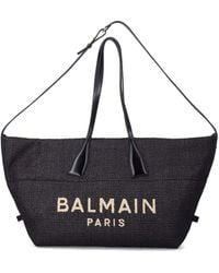 Balmain - Track Raffia Tote Bag - Lyst