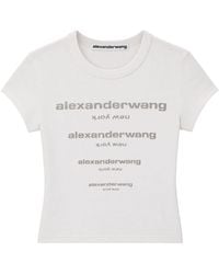 Alexander Wang - Crystal Logo Cotton T-Shirt With Slim Fit - Lyst