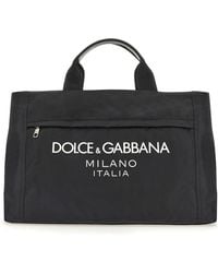 Dolce & Gabbana - Nylon Holdall With Rubberized Logo - Lyst