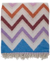 Missoni - Wool Blend Blanket 130X190 Cm With Fringed Edge And Zigzag Motif - Lyst