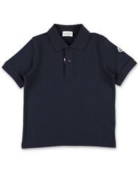 Moncler - Mini -Inspired Cotton Polo Shirt For Boys With Logo Sleeve Patch - Lyst