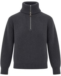 Max Mara - Ribbed Half-Zip Turtleneck Sweater - Lyst