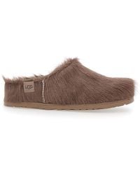 UGG - Otzo Leather Hair Clog Mule With Soft Fur And Rubber Sole - Lyst