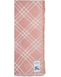 Burberry - Silk & Wool Scarf With Plaid Pattern, 200 X 65 Cm - Lyst