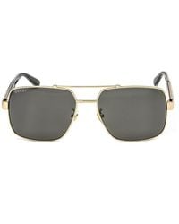Gucci - Sleek Rectangular Metal Sunglasses For - Lyst
