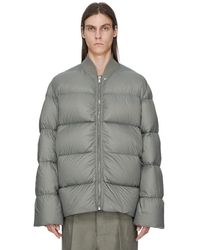 Rick Owens - Padded Ribbed Band-Collar Front-Zip Coat With Stud Pockets - Lyst