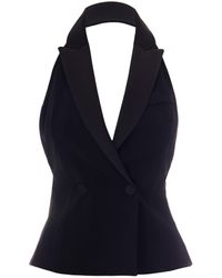 Patrizia Pepe - Backless Logo Buckle Waistcoat - Lyst