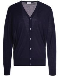 Ballantyne - V-Neck Ribbed Wool Cardigan - Lyst