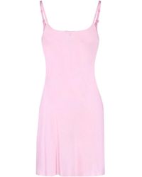 Courreges - Silk Embroidered Logo Mini Dress - Lyst