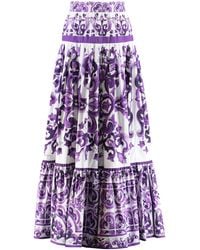 Dolce & Gabbana - Cotton Skirt With "Majolica" Print - Lyst