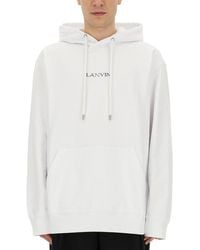 Lanvin - Relaxed-Fit Hooded Sweatshirt With Subtle Embroidery - Lyst