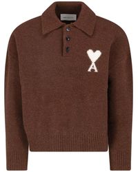 Ami Paris - Wool-Blend Knit Polo Sweater - Lyst