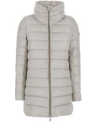 Save The Duck - Down Jacket With High Neck And Logo Patch - Lyst