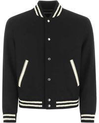 Saint Laurent - Wool Blend Bomber Jacket - Lyst