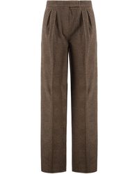 Max Mara - Ponza Cotton And Wool-Blend Wide-Leg Pants - Lyst
